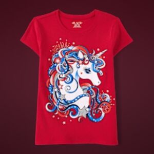 Unicorn Graphic Kids T-Shirt - Red